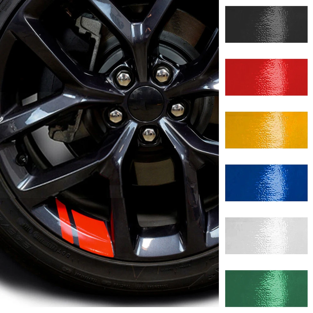 

6 Pieces of Reflective Wheel Rim Vinyl Sticker Racing Wheel Stripe Decals Suitable For 18"-21" Wheel Auto Parts