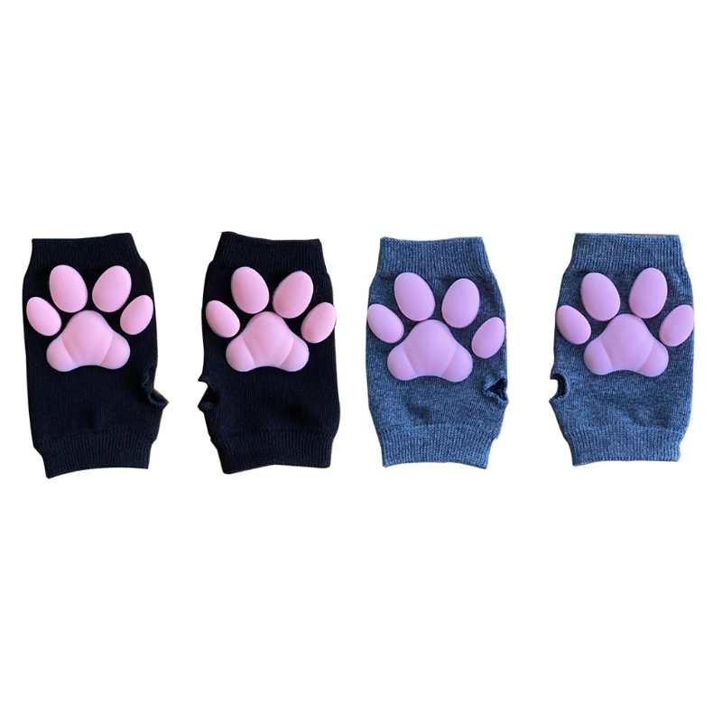 

Halloween Cat Claw Gloves Fingerless 3D Paw Mittens Kawaii Cosplay Cat Gloves