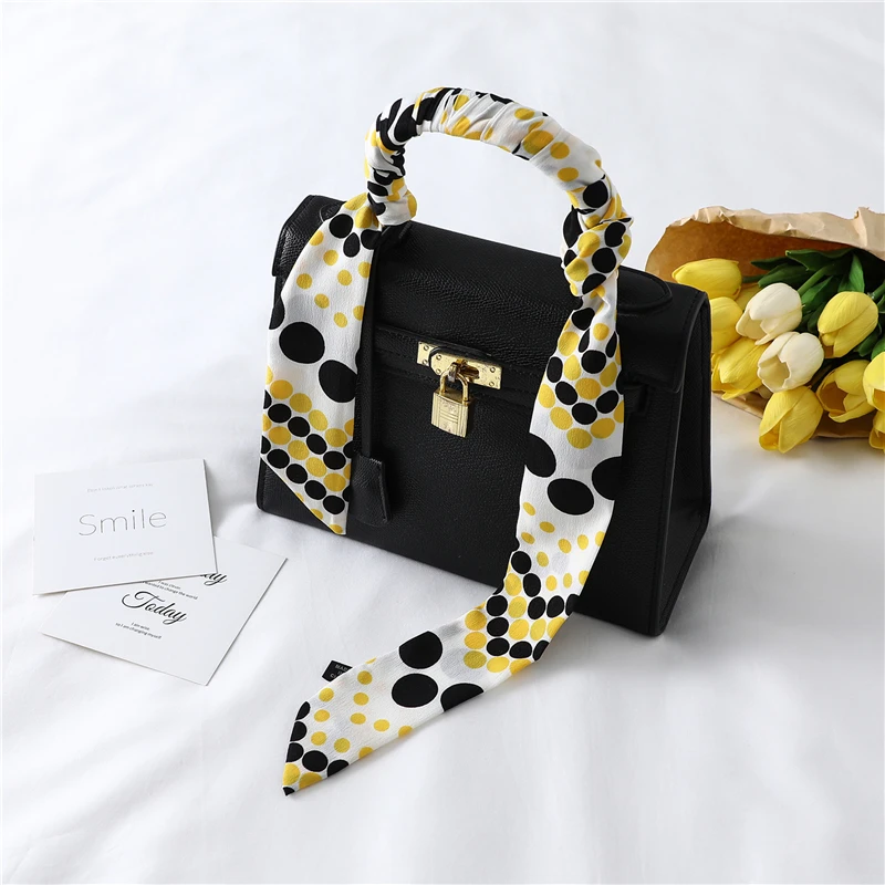 Новый дизайн узкий шарф Женский брендовый шелковый удлиненная сумка с узкими