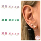 Женские серьги-гвоздики из серебра 925 пробы с цветным цирконом, 2,534 мм