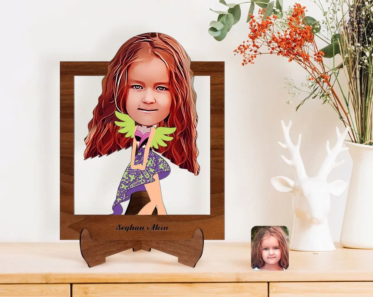 

Personalized Female Child Caricature Of Wooden STANDING 3D Biblo-11