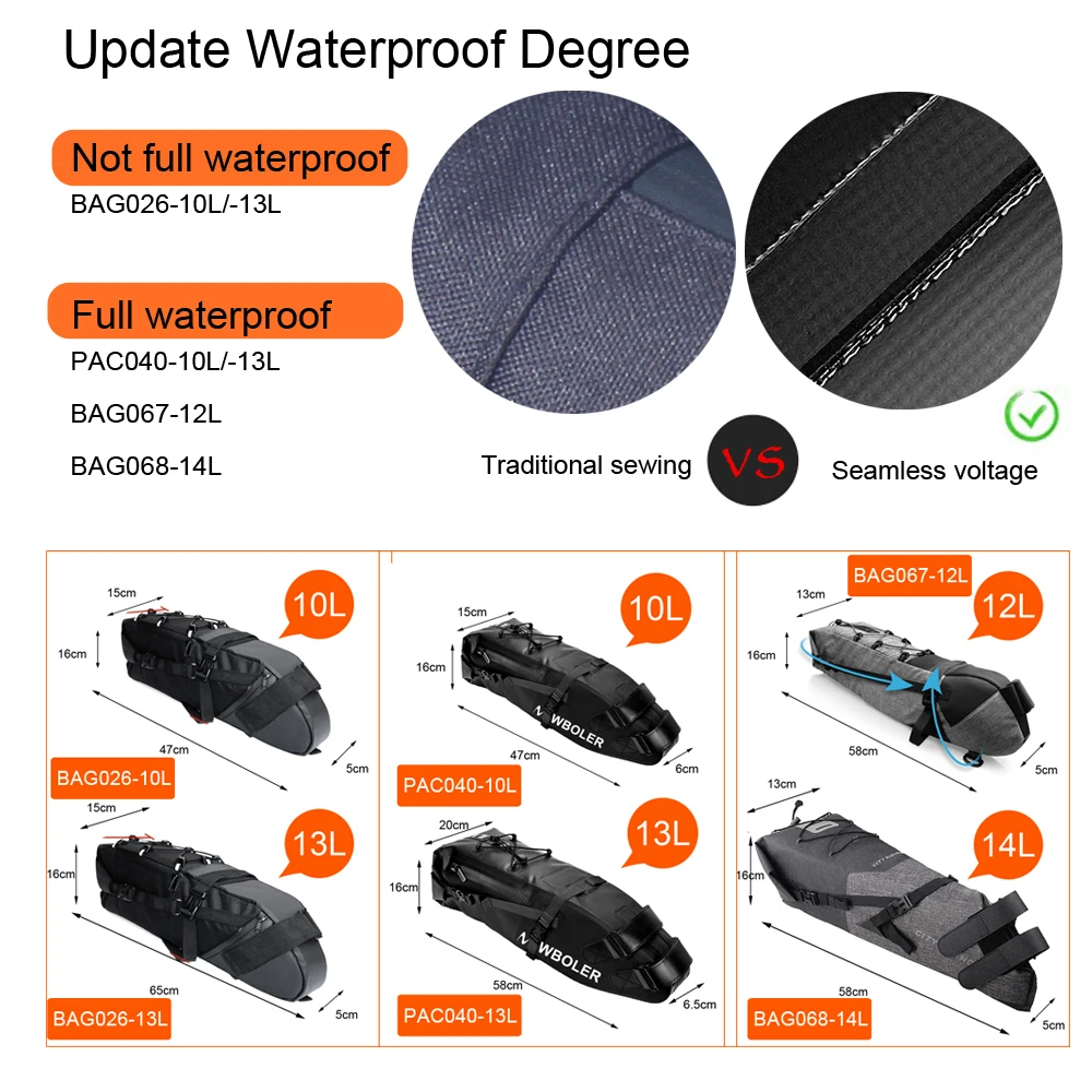 NEWBOLER Bike Waterproof Bicycle Saddle Bag Reflective Large Capacity Foldable Tail Rear Cycling MTB Trunk Pannier Black | Спорт и