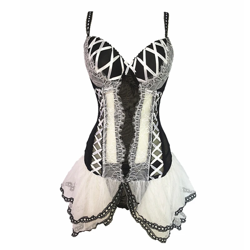 dress Эротичное нижнее белье эротическое сексуальное платье для секса БДСМ бондаж корт аристократ принцесса тюбик платье сексуальный кружевной жилет Униформа горничной - Цвет: dress