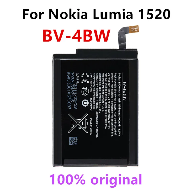 

Original BV-4BW 3500mAh Replacement Battery For Nokia Lumia 1520 MARS Phablet RM-937 Bea BV4BW Li-Polymer Batteries