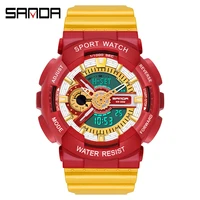 sanda new men watch dual display sports 30m waterproof digital watches wristwatch quartz watch for men relogio masculino 299