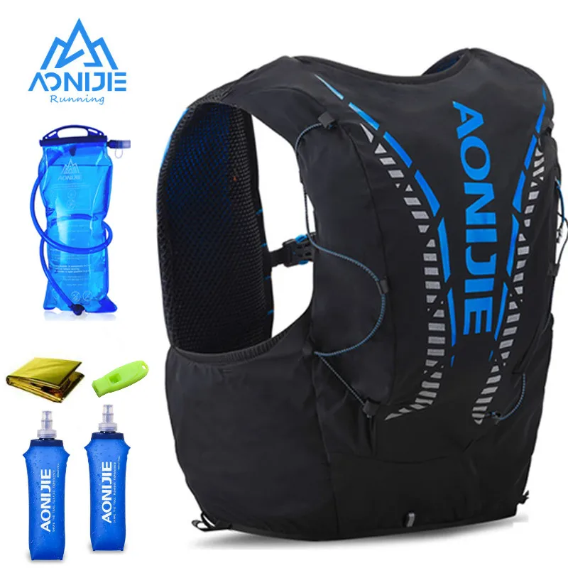 AONIJIE C962 12L Hydration Backpack Advanced Skin  Pack Bag Vest Soft Water Bladder Flask professional running bag 2Pcs 500ML