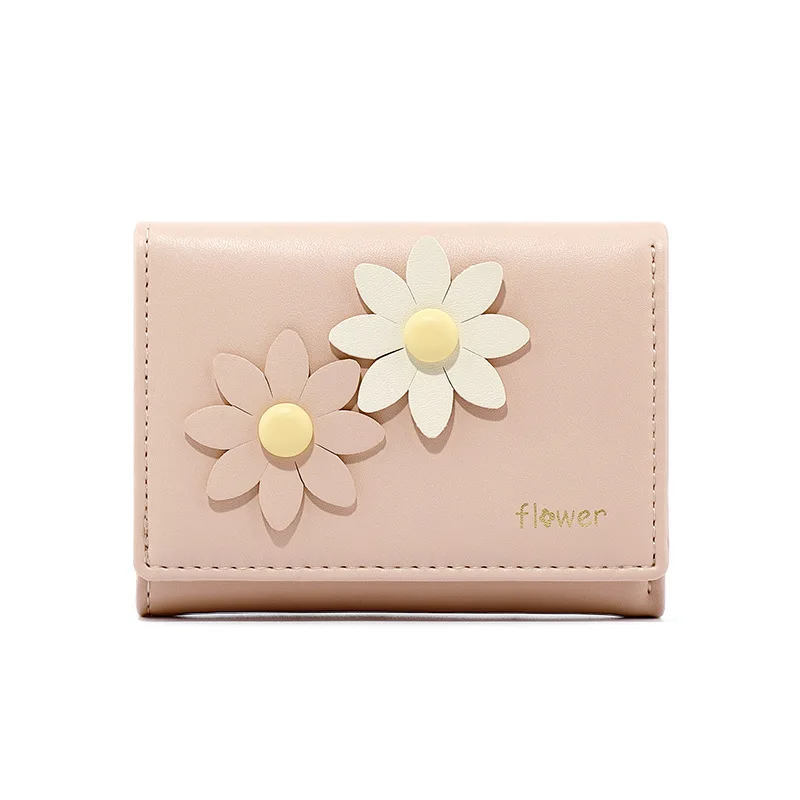 

New Contrasting Color Flower Wallet Wallet Card Holder Korean Short Tri-fold Ladies wallets for women purse