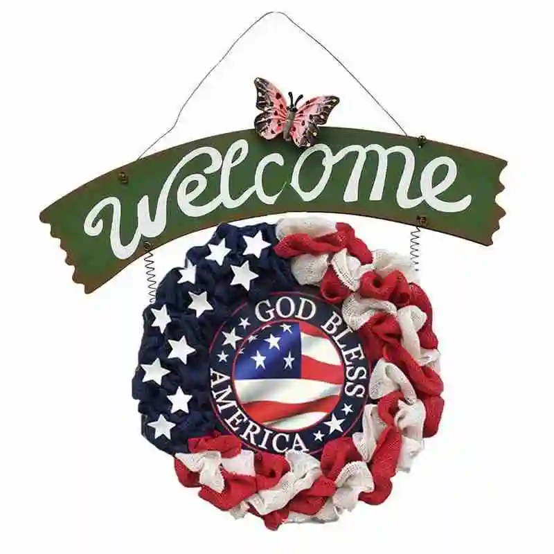 

DIY American Patriotic Wreath Garland Decor Front Door Artificial Decoration Home Hanging Supplies Photography Prop
