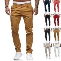 new mens solid color trousers casual slim straight leg pants micro stretch business pants overalls xs xxxl