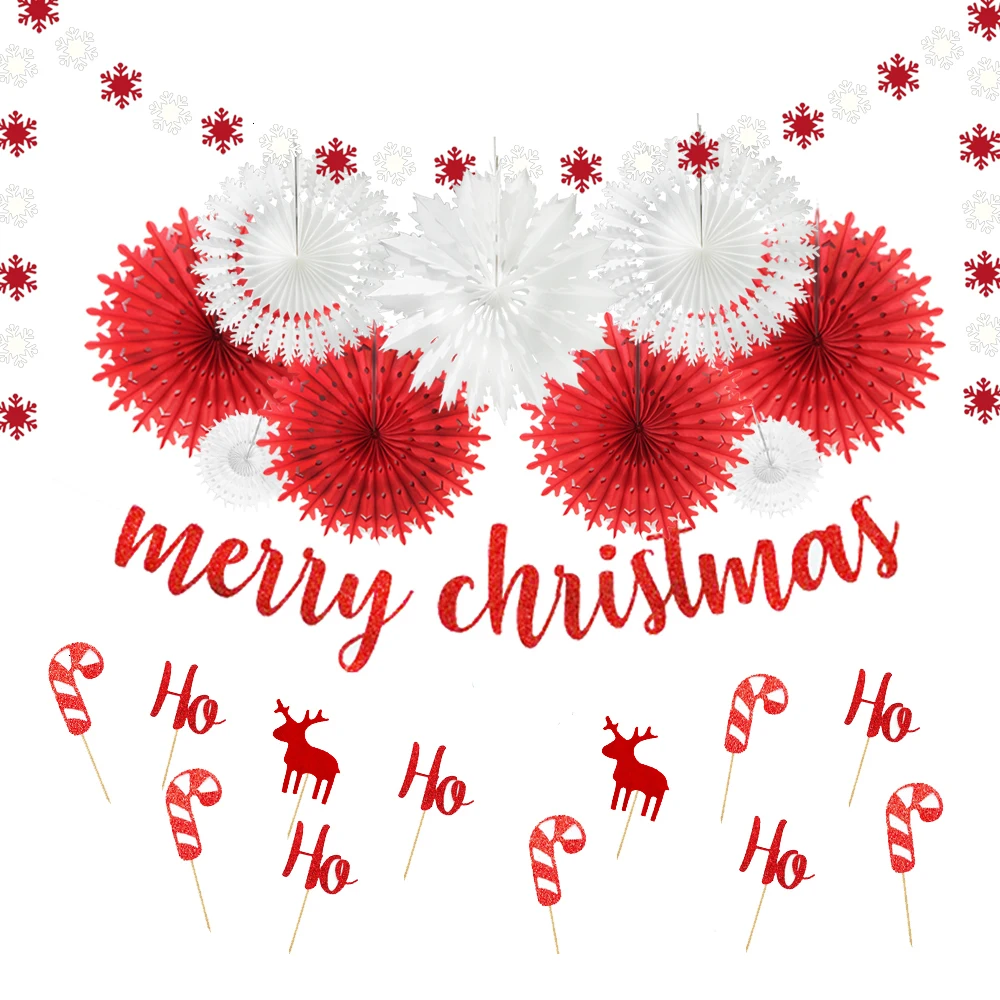 Рождественские украшения для дома блестящие красные с Рождеством баннер