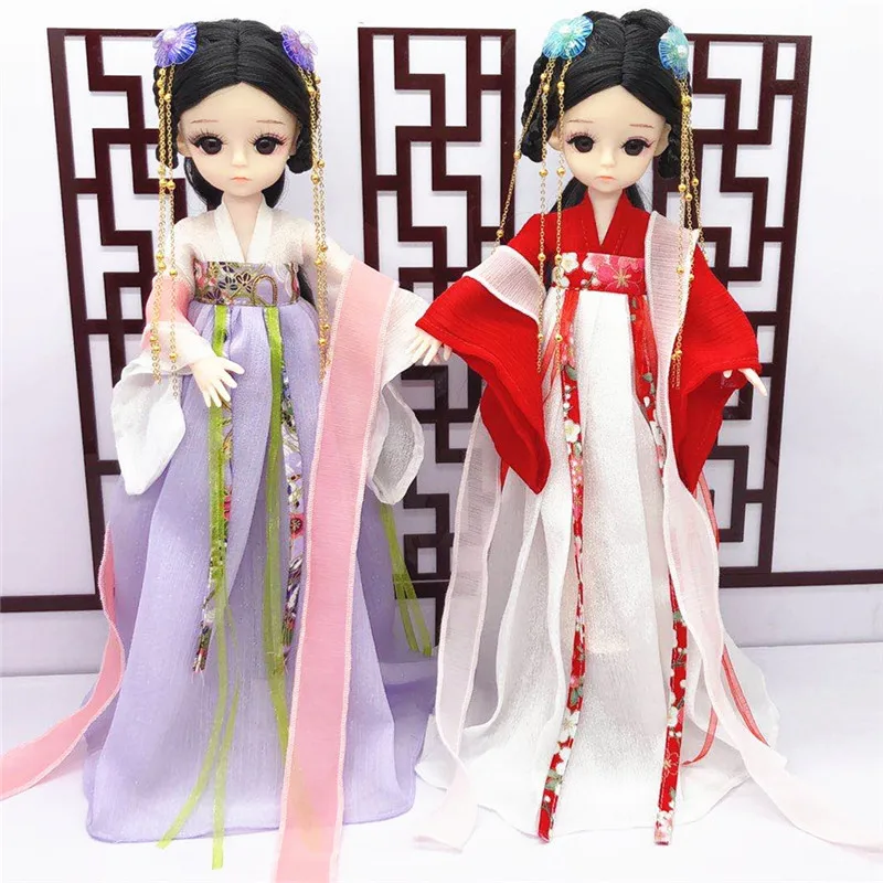12 inch 1/6 Movable Ball Jointed Doll With Eyelash Black Hair Wearing Traditional Korean Hanbok Best Gift Toys For Girl