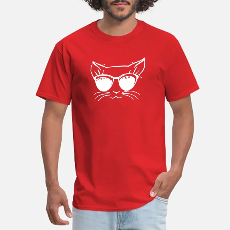 100% хлопок Забавный принт кошки 12 цветов мужские футболки с круглым вырезом
