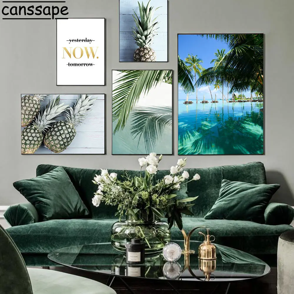 Холщовый постер с тропическими растениями настенный художественный принт