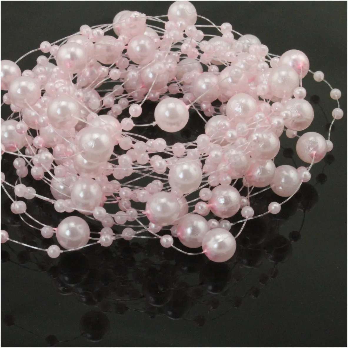 5m Pink Pearl Beads 5 метров леска искусственные розовые жемчужные бусины в форме цветка цепочка гирлянда цветок для свадебной вечеринки Свадебный букет аксессуар для волос - Цвет: 5m Pink Pearl Beads