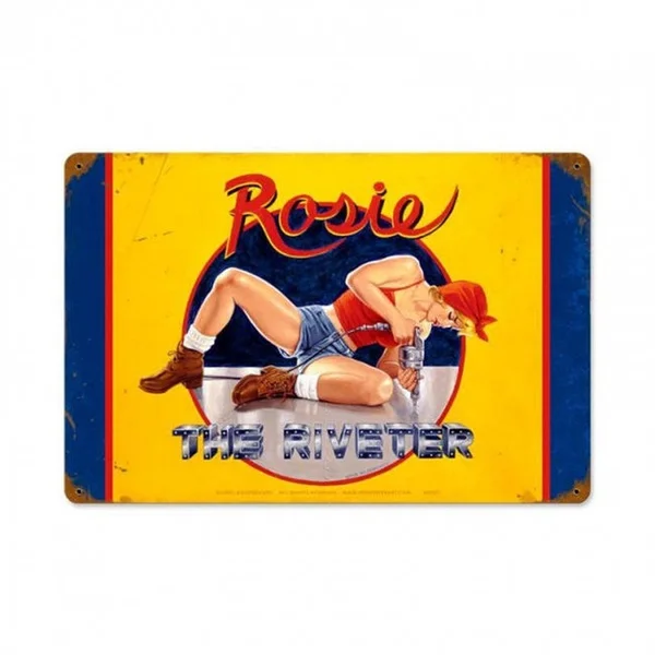 

Tin Sign " Rosie The Riveter Pin Up Girl ",Rustic Look Vintage Tin Metal Sign Man Cave, Shed-Garage & Bar Sign