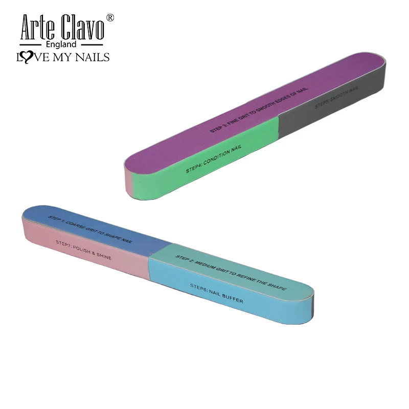 Arte Clavo Nail Files Repair Art Buffer Sanding Block Manicure Polished File LED UV Gel Polish Tool 1pcs 7-sideds | Красота и