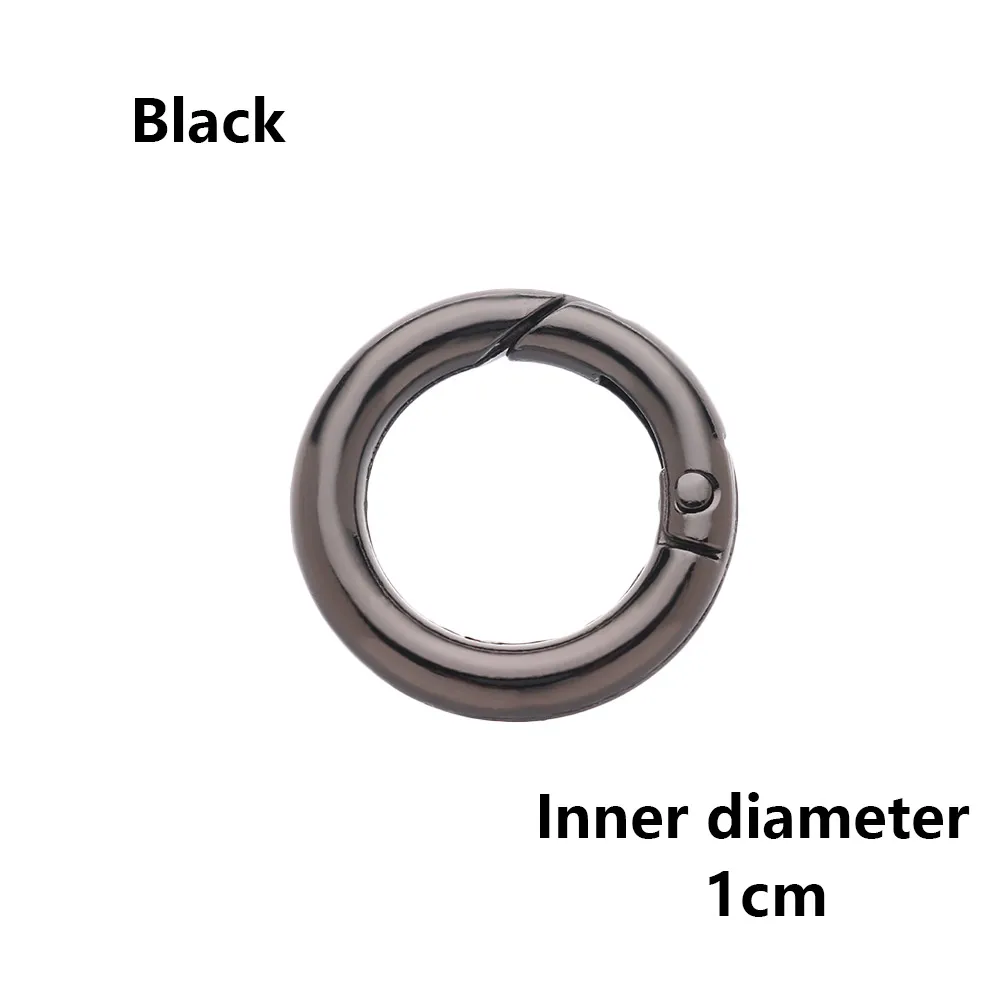 black 1cm 2 шт., оцинкованный сплав, пружина для ворот, уплотнительное кольцо, пряжки-зажимы, карабин, кошельки, сумки, Круглый пусковой крючок, карабин - Цвет: black 1cm