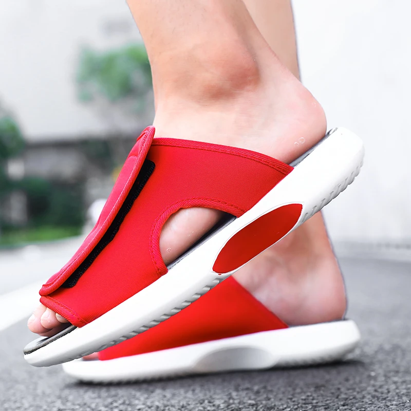 

2020 Hot Sale Men Casual Slippers Summer Beach Casual Shoe Black Home Slippers Mens Canvas Hotel Slippers Non-Slip Bath Slipper