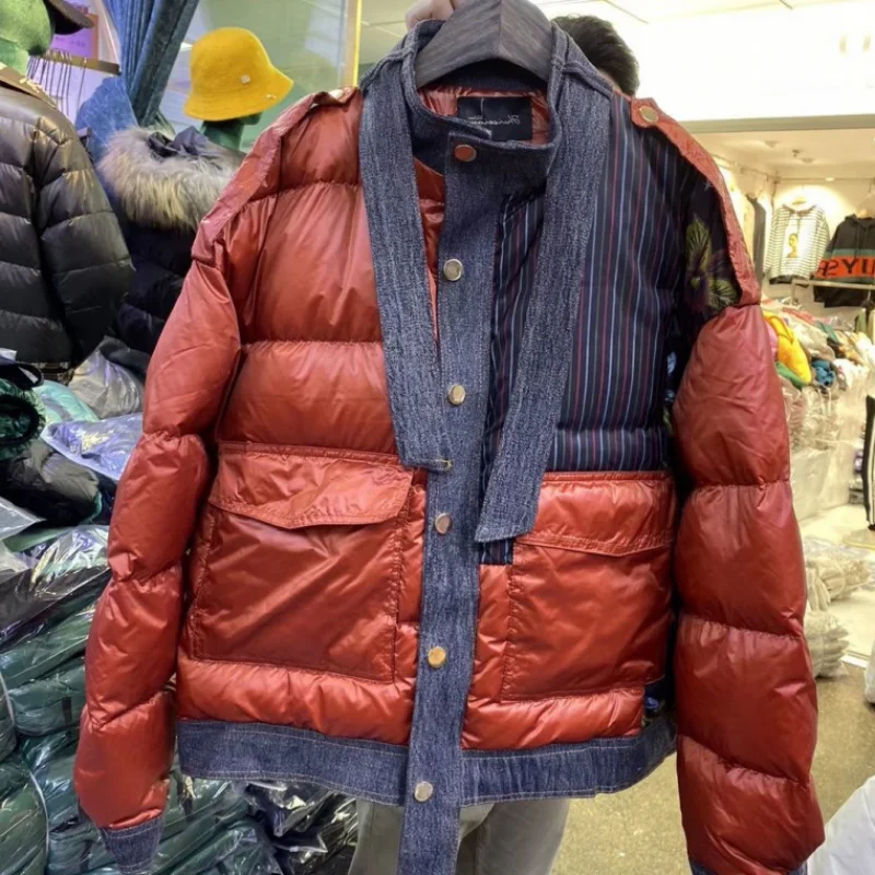 

Пуховик женский зимний из денима, модная Свободная куртка для улицы, треккинга, прогулок, велоспорта, бега, верховой езды, топы для студентов