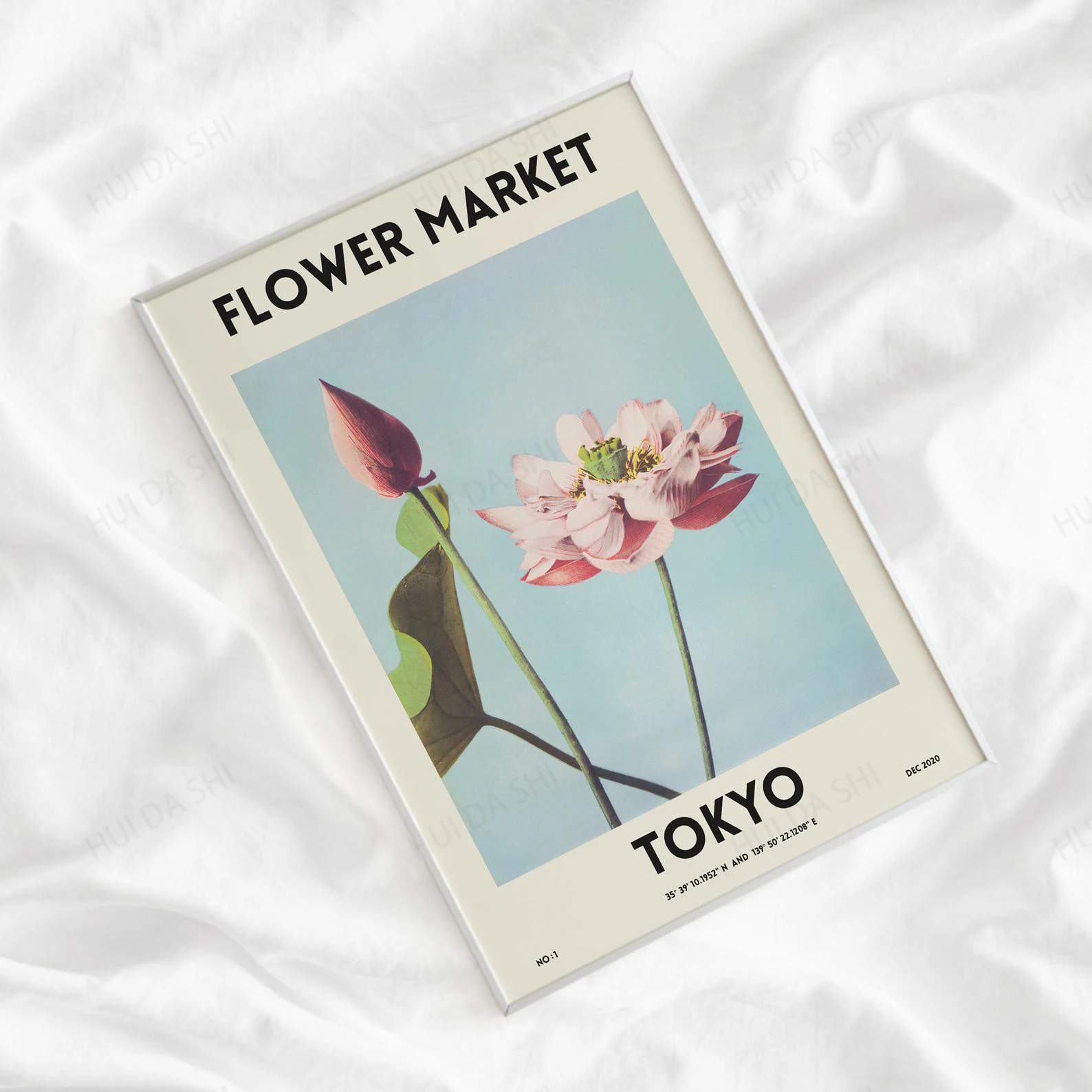 

Flower Market – Tokyo, Retro Flower Poster, Tokyo Coordinates Print, Vintage Flower Canvas Print Poster