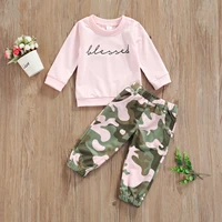 toddler kids baby girls 2pcs outfit letter printed long sleeve sweatshirt tops camouflage trousers pants fall clothes sets 1 6y
