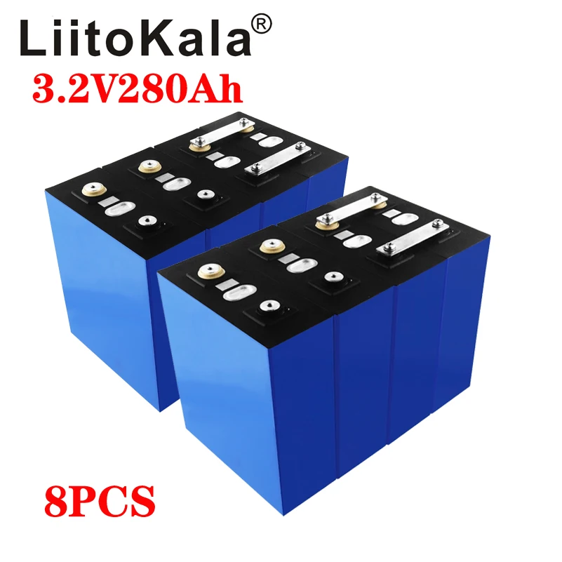 

8pcs LiitoKala LiFePO4 3.2V 280Ah Cells for 24V 280Ah Lifepo4 Battery Home Solar Energy Storage With Bus Bars