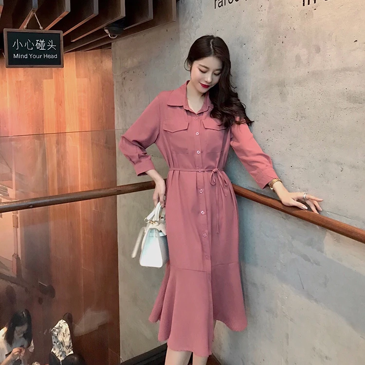 

S-2Xl Plus Size New Spring Dress Girls Boho Solid Female Vintage Dress Party Oversize Long Sleeve Women Dresses Robe Vestido