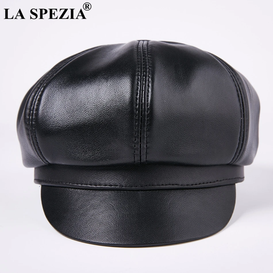 LA SPEZIA, Мужская восьмиугольная кепка, газетчик, берет, натуральная кожа, мужские, повседневные, Гэтсби, шапки, черный, Ретро стиль, весна, бренд, восемь частей, плоская кепка