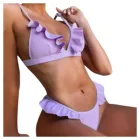 Бикини с рюшами, 62 #, новинка 2021, женский сексуальный, с высокой грудью, контрастный градиентный раздельный комплект бикини, Раздельный купальник, бразильяны