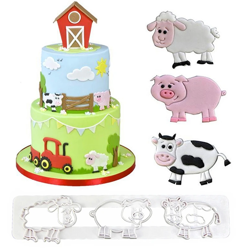 

Cute Pig Cow Sheep Dessert Cutter Fondant Cake Decorating Tool For Pastry Biscuit Cake Molds Cartoon Animals Shape Cookie Mould