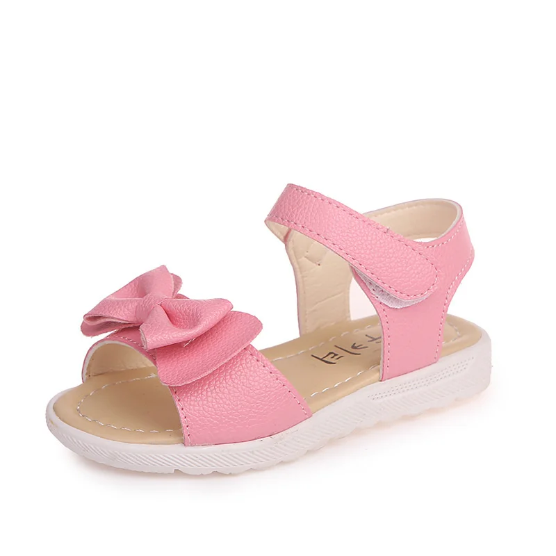 Summer Kids Toddlers Shoes For Baby Little Girls Shoe White Red Pink Flat Beach Sandals Kids Princess Shoes 1 3 4 5 6 Years Old
