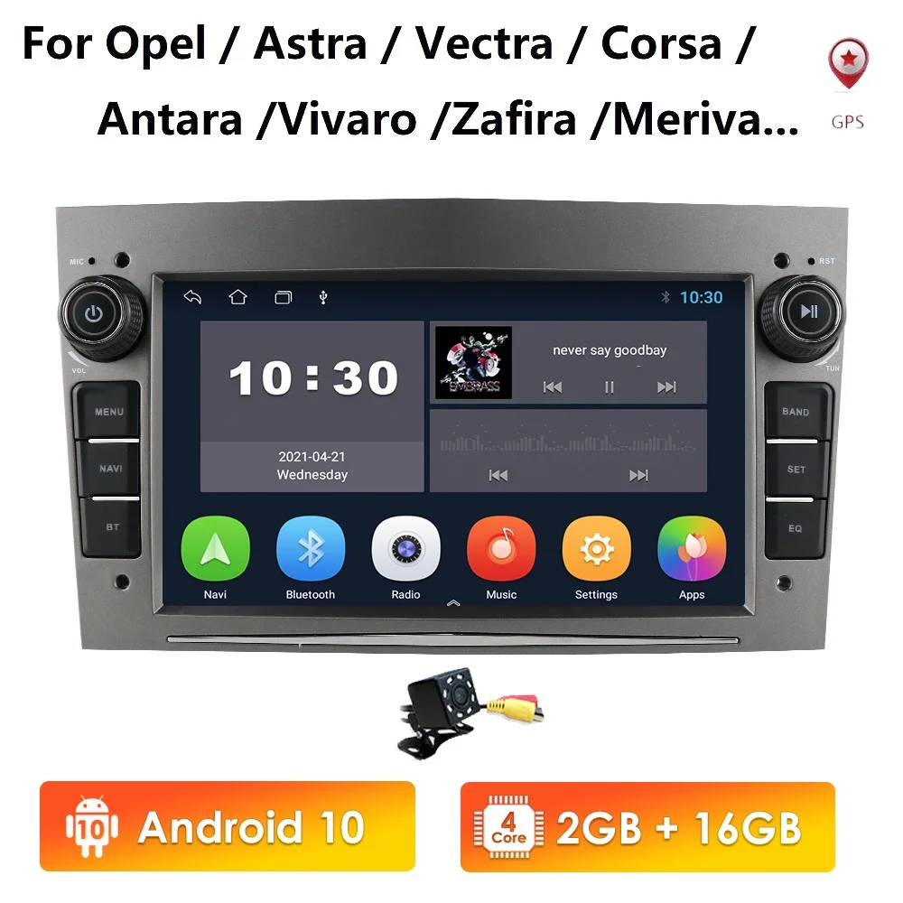 Автомобильный стереопроигрыватель Android10 2Din с GPS для Opel Astra H J 2004 Vectra Vauxhall Antara Zafira