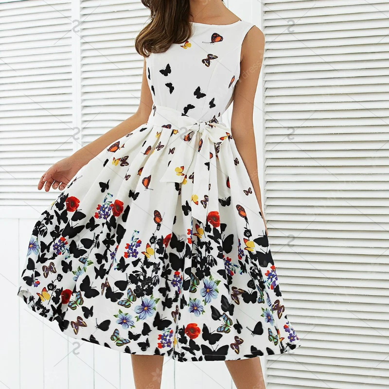 Женское винтажное плиссированное платье без рукавов летнее на молнии