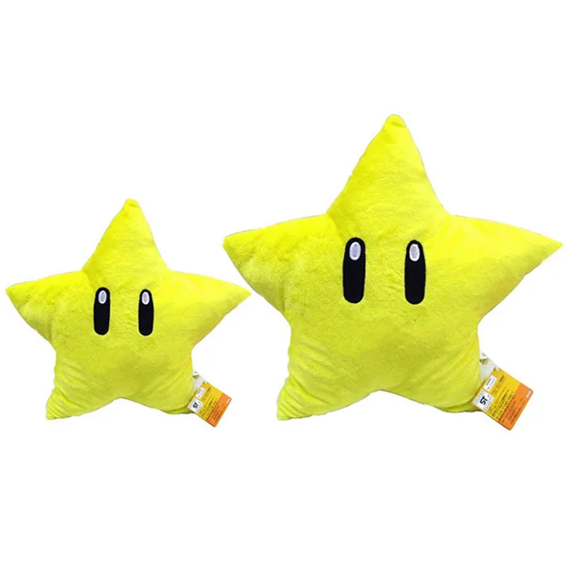 Лидер продаж Super Mario Bros подушки Kawaii 30/50 см с рисунком желтой звезды плюшевые