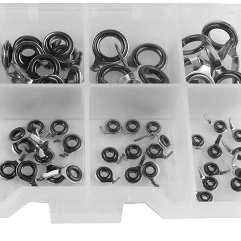 

70pcs Fishing Rod Guides Parts Single Leg Rod Eye Rings DIY Rod Repair Kit for Reservoir Pond River Ocean Boat Fishing