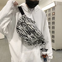 large capacity waist bag unisex fanny pack streetwear chest bag fashion zebra shoulde messenger bag outdoor big belt waist packs