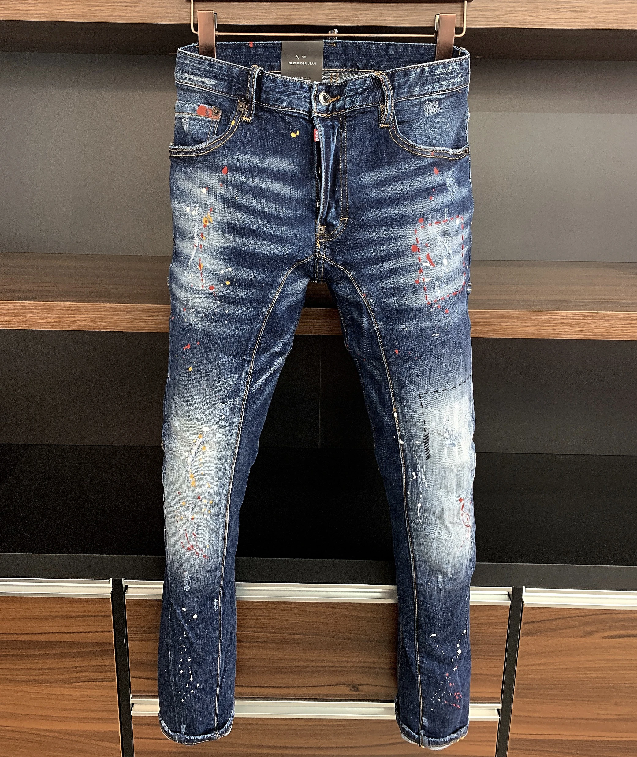 

Dsquared2 Brand Moto & Biker Men D2 Italy Stretch Jeans Pants Men Slim Jeans Denim Trousers Stripe Pencil Pants Jeans for Men