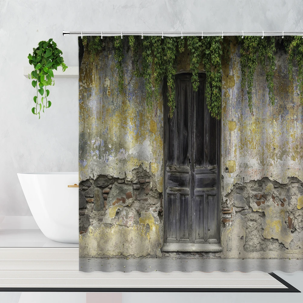 Занавеска для душа в стиле ретро декор ванной комнаты деревянная стена 3D-печать