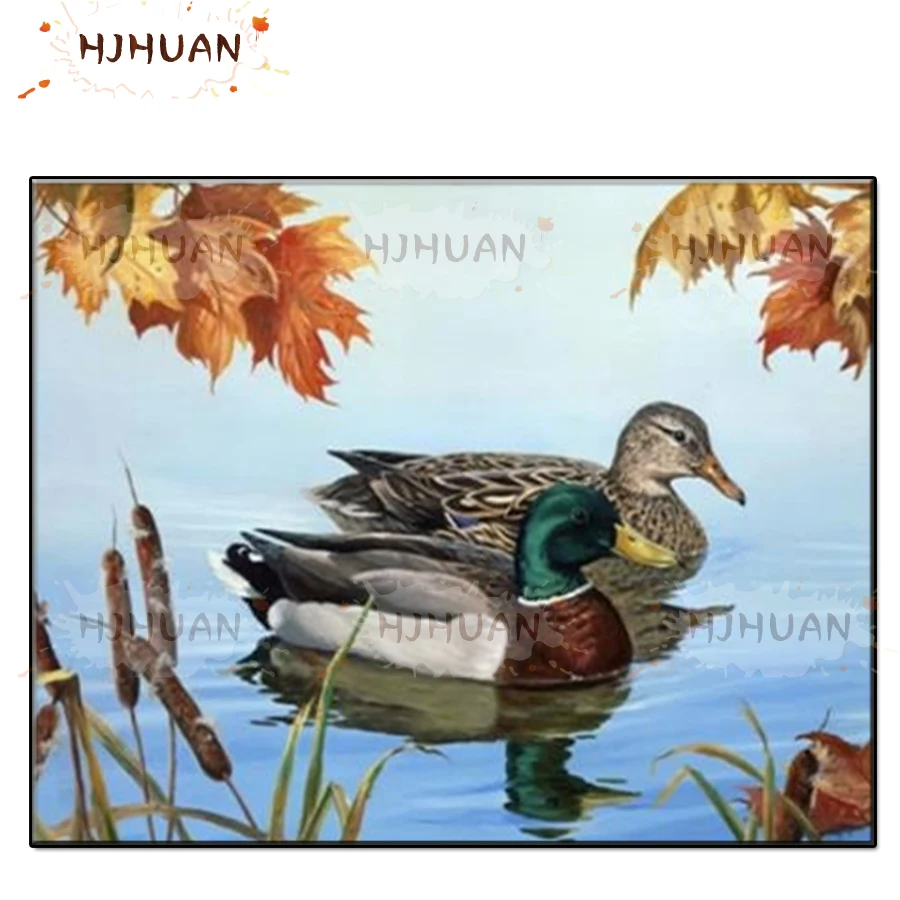 

Lake with ducks Full Square round Diamond 5D DIY Diamond Painting 3D Embroidery Cross Stitch Rhinestone Painting home Decor