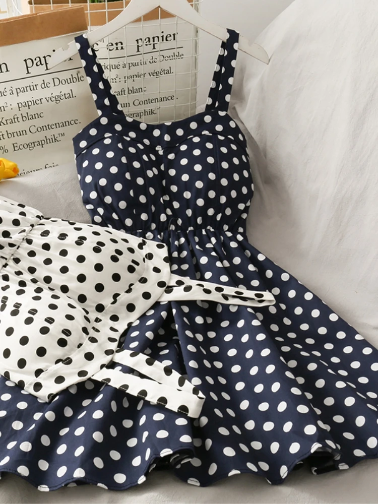 

woman dress 2021 summer ladies dresses sexy elegant vintage v-neck sleeveless polka dot mini dress short prom dress vestidos