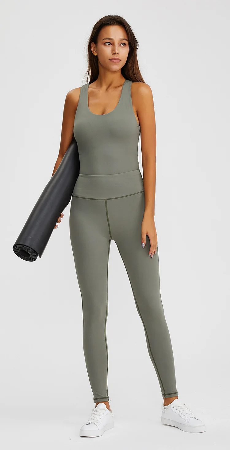 

One Piece Yoga Jumpsuits Gym Workout Sets With Chest Pads Sexy Hollow Out Fitness Bodysuits Sportswear Women Sports Tracksuits