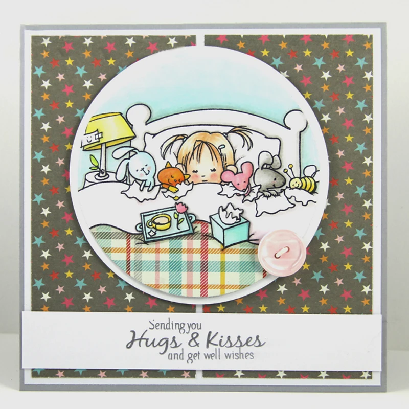 Спящая девушка отправляет вам хорошие пожелания прозрачные штампы для