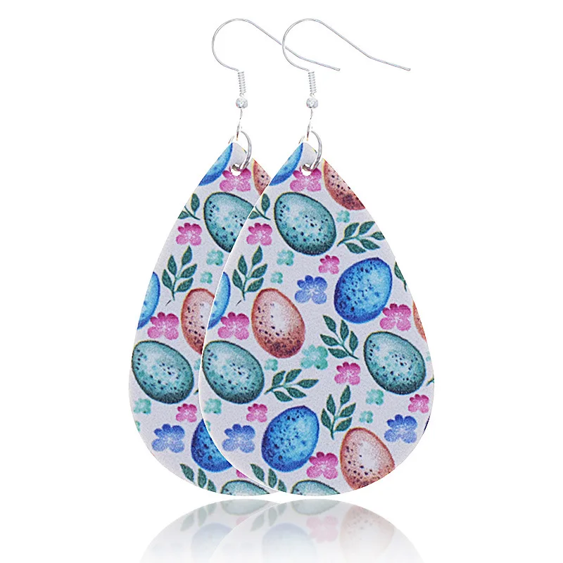 Пасхальные кожаные серьги многослойные Разноцветные ручной работы с милым