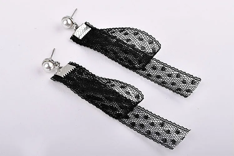 Ожерелье из материала для сережек ручной работы черно-белые аксессуары и