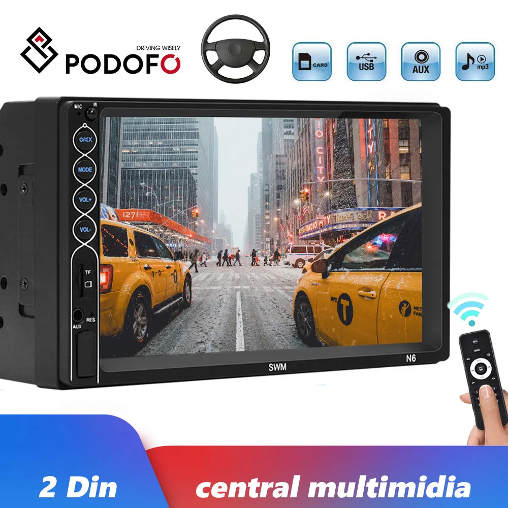 Автомагнитола Podofo мультимедийный плеер 2 din на Android с 7 &quotэкраном функцией Mirror Link