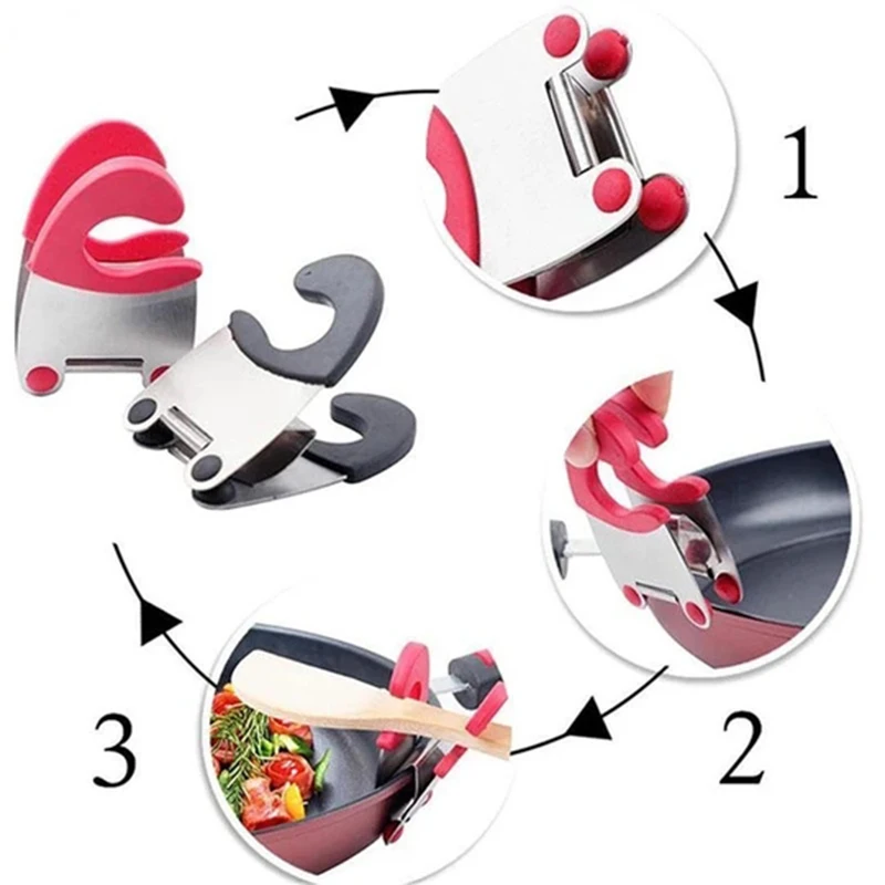 

Pot Side Spatula Clip Kitchen Stainless Steel Tongs Holder Spoon Holder Pot Clip Anti-Scald Grip Cooking Tools can CSV