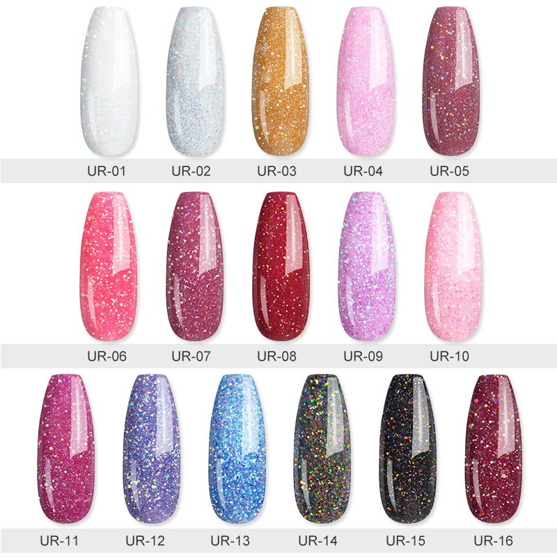 UR SUGAR 15мл гель для наращивания ногтей из полиэстера с глиттером и термоэффектом для французского маникюра, увеличение ногтей на кончиках пальцев своими силами.