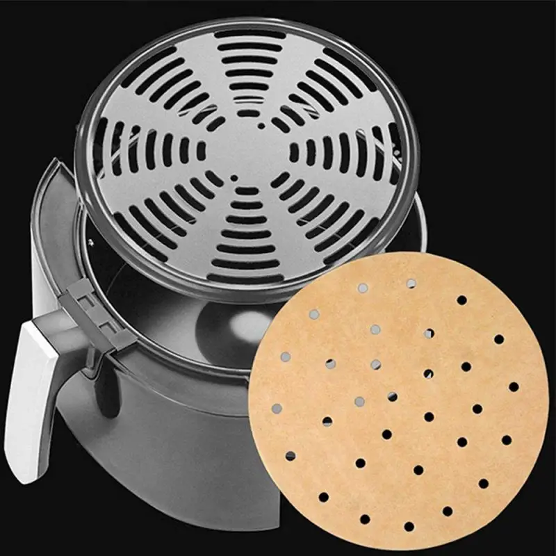 

100pcs Air Fryer Liners Bamboo Steamer Liners Premium Perforated Non-stick Paper BBQ Patty Maker Cookie Oven Kitchen Accessories