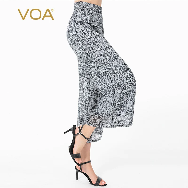 VOA шелковые серые с леопардовым принтом сухожилия Талия поверхность в двойной