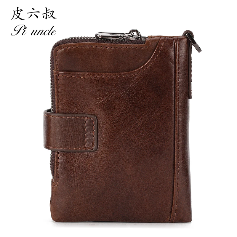 Кошелек мужской из натуральной кожи с Rfid-защитой маленький бумажник монетницей